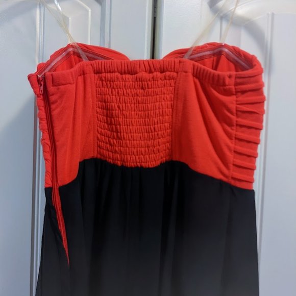 Guess Red Black Strapless High Low Evening Prom Formal Dress - Picture 4 of 8